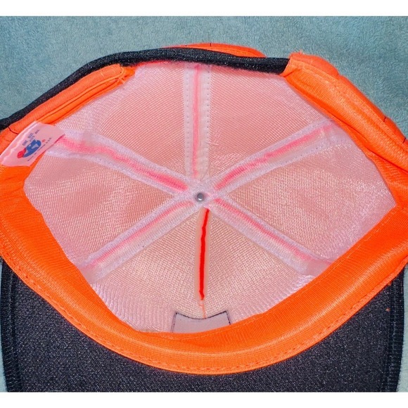 NOS Vintage Ducks Unlimited Snap Back Foam Hat Neon Orange Embroidered Hat Cap - Picture 6 of 8